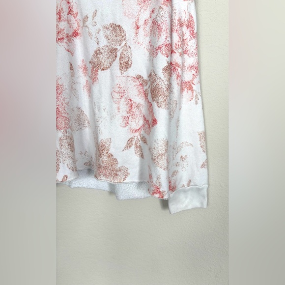 Aerie Floral Print 1/4 Zip Oversized Raw Hem Sweater size small - Picture 3 of 5